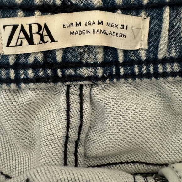 Zara Men’s Soft Denim Light Blue Wash Drawstring Shorts - Picture 6 of 8